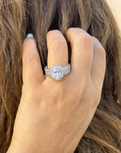 Load image into Gallery viewer, Oval Cut Center And Round Cut Sides Diamond Engagement Ring IGI Certified 14K Solid White Gold Bridal Ring Halo Style Wedding Ring 4.00ctw