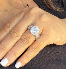 Load image into Gallery viewer, Oval Cut Center And Round Cut Sides Diamond Engagement Ring IGI Certified 14K Solid White Gold Bridal Ring Halo Style Wedding Ring 4.00ctw