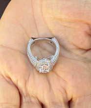 Load image into Gallery viewer, Oval Cut Center And Round Cut Sides Diamond Engagement Ring IGI Certified 14K Solid White Gold Bridal Ring Halo Style Wedding Ring 4.00ctw