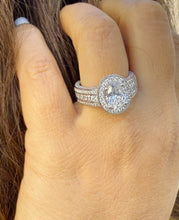 Load image into Gallery viewer, Oval Cut Center And Round Cut Sides Diamond Engagement Ring IGI Certified 14K Solid White Gold Bridal Ring Halo Style Wedding Ring 4.00ctw