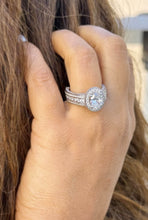 Load image into Gallery viewer, Oval Cut Center And Round Cut Sides Diamond Engagement Ring IGI Certified 14K Solid White Gold Bridal Ring Halo Style Wedding Ring 4.00ctw