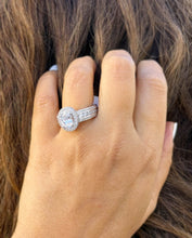 Load image into Gallery viewer, Oval Cut Center And Round Cut Sides Diamond Engagement Ring IGI Certified 14K Solid White Gold Bridal Ring Halo Style Wedding Ring 4.00ctw