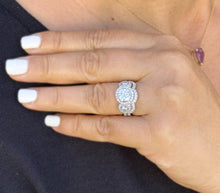 Load image into Gallery viewer, Round Cut Natural Diamonds Engagement Ring And Matching Band Three Stone Style 14k Solid White Gold Halo Bridal Wedding set 2.70ctw