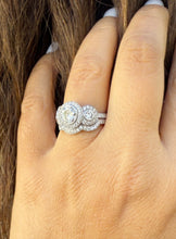 Load image into Gallery viewer, Round Cut Natural Diamonds Engagement Ring And Matching Band Three Stone Style 14k Solid White Gold Halo Bridal Wedding set 2.70ctw