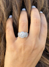 Load image into Gallery viewer, Round Cut Natural Diamonds Engagement Ring And Matching Band Three Stone Style 14k Solid White Gold Halo Bridal Wedding set 2.70ctw