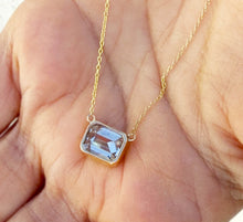 Load image into Gallery viewer, Emerald Moissanite Bezel Set Solitaire Necklace And Chain In 14k Solid Yellow Gold Pendant Bridal Gift Wedding And Anniversary Gift 3.50ct