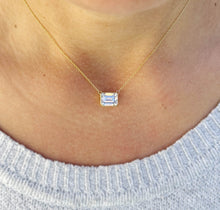 Load image into Gallery viewer, Emerald Moissanite Bezel Set Solitaire Necklace And Chain In 14k Solid Yellow Gold Pendant Bridal Gift Wedding And Anniversary Gift 3.50ct