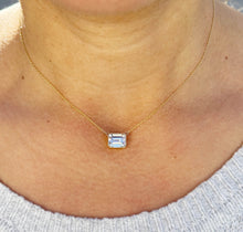 Load image into Gallery viewer, Emerald Moissanite Bezel Set Solitaire Necklace And Chain In 14k Solid Yellow Gold Pendant Bridal Gift Wedding And Anniversary Gift 3.50ct