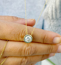 Load image into Gallery viewer, Round Cut IGI Certified Diamond Pendant And Chain Solitaire Minimalist Dainty Bezel Set 14k Solid Yellow Gold Necklace And Chain Gift 2.00ct