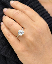 Load image into Gallery viewer, Round Cut Moissanite Engagement Ring Inner Halo Style Bridal Ring Set In 14k Solid Yellow Gold Double Prongs Women's Wedding Ring 4.00ctw
