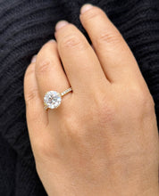 Load image into Gallery viewer, Round Cut Moissanite Engagement Ring Inner Halo Style Bridal Ring Set In 14k Solid Yellow Gold Double Prongs Women's Wedding Ring 4.00ctw