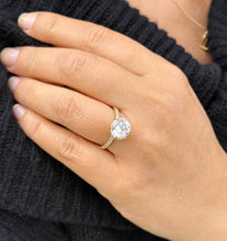 Load image into Gallery viewer, Round Cut Moissanite Engagement Ring Inner Halo Style Bridal Ring Set In 14k Solid Yellow Gold Double Prongs Women's Wedding Ring 4.00ctw