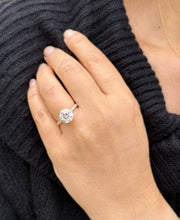 Load image into Gallery viewer, Round Cut Moissanite Engagement Ring Inner Halo Style Bridal Ring Set In 14k Solid Yellow Gold Double Prongs Women's Wedding Ring 4.00ctw