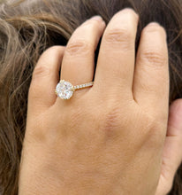 Load image into Gallery viewer, Round Cut Moissanite Engagement Ring Inner Halo Style Bridal Ring Set In 14k Solid Yellow Gold Double Prongs Women's Wedding Ring 4.00ctw