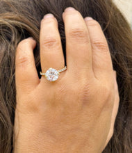 Load image into Gallery viewer, Round Cut Moissanite Engagement Ring Inner Halo Style Bridal Ring Set In 14k Solid Yellow Gold Double Prongs Women's Wedding Ring 4.00ctw