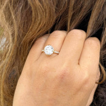 Load image into Gallery viewer, Round Cut Moissanite Engagement Ring Inner Halo Style Bridal Ring Set In 14k Solid Yellow Gold Double Prongs Women's Wedding Ring 4.00ctw