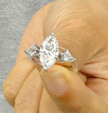Load image into Gallery viewer, Marquise Cut Center And Kite Shape Sides Diamond Engagement Ring IGI Certified 14K Solid White Gold Bridal Ring Three Stone Style 2.70ctw