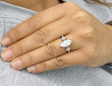 Load image into Gallery viewer, Marquise Cut Center And Kite Shape Sides Diamond Engagement Ring IGI Certified 14K Solid White Gold Bridal Ring Three Stone Style 2.70ctw