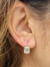 Load image into Gallery viewer, Emerald Cut Moissanite Stud Earrings Bezel set Style 14k Solid Yellow Solid Gold 5.00ctw Lever Back Setting Earrings Gift For Her Jewelry