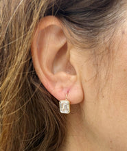 Load image into Gallery viewer, Emerald Cut Moissanite Stud Earrings Bezel set Style 14k Solid Yellow Solid Gold 5.00ctw Lever Back Setting Earrings Gift For Her Jewelry