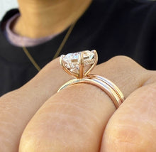 Load image into Gallery viewer, GIA Certified Emerald Cut Natural Diamond Engagement Ring Set In 14K Solid Rose Gold Solitaire Ring And Band Inner Halo Wedding Ring 1.60ctw
