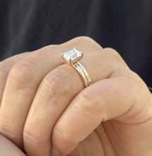 Load image into Gallery viewer, GIA Certified Emerald Cut Natural Diamond Engagement Ring Set In 14K Solid Rose Gold Solitaire Ring And Band Inner Halo Wedding Ring 1.60ctw