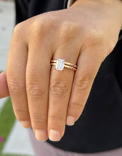 Load image into Gallery viewer, GIA Certified Emerald Cut Natural Diamond Engagement Ring Set In 14K Solid Rose Gold Solitaire Ring And Band Inner Halo Wedding Ring 1.60ctw