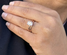 Load image into Gallery viewer, GIA Certified Emerald Cut Natural Diamond Engagement Ring Set In 14K Solid Rose Gold Solitaire Ring And Band Inner Halo Wedding Ring 1.60ctw