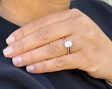 Load image into Gallery viewer, GIA Certified Emerald Cut Natural Diamond Engagement Ring Set In 14K Solid Rose Gold Solitaire Ring And Band Inner Halo Wedding Ring 1.60ctw