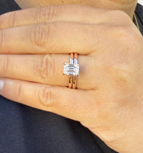 Load image into Gallery viewer, GIA Certified Emerald Cut Natural Diamond Engagement Ring Set In 14K Solid Rose Gold Solitaire Ring And Band Inner Halo Wedding Ring 1.60ctw