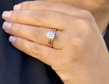 Load image into Gallery viewer, GIA Certified Emerald Cut Natural Diamond Engagement Ring Set In 14K Solid Rose Gold Solitaire Ring And Band Inner Halo Wedding Ring 1.60ctw