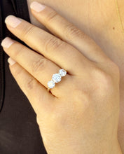 Load image into Gallery viewer, GIA Certified Natural Round Cut Engagement Ring Three Stone Set In 14k Solid Yellow Gold Wedding Ring Prong Set Bridal Ring Prong Set 2.00ct