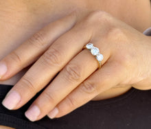Load image into Gallery viewer, GIA Certified Natural Round Cut Engagement Ring Three Stone Set In 14k Solid Yellow Gold Wedding Ring Prong Set Bridal Ring Prong Set 2.00ct