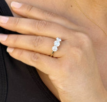 Load image into Gallery viewer, GIA Certified Natural Round Cut Engagement Ring Three Stone Set In 14k Solid Yellow Gold Wedding Ring Prong Set Bridal Ring Prong Set 2.00ct
