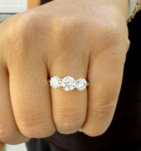 Load image into Gallery viewer, GIA Certified Natural Round Cut Engagement Ring Three Stone Set In 14k Solid Yellow Gold Wedding Ring Prong Set Bridal Ring Prong Set 2.00ct