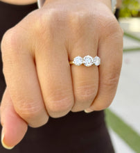 Load image into Gallery viewer, GIA Certified Natural Round Cut Engagement Ring Three Stone Set In 14k Solid Yellow Gold Wedding Ring Prong Set Bridal Ring Prong Set 2.00ct