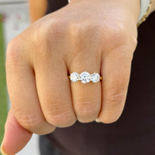 Load image into Gallery viewer, GIA Certified Natural Round Cut Engagement Ring Three Stone Set In 14k Solid Yellow Gold Wedding Ring Prong Set Bridal Ring Prong Set 2.00ct