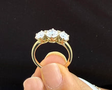 Load image into Gallery viewer, GIA Certified Natural Round Cut Engagement Ring Three Stone Set In 14k Solid Yellow Gold Wedding Ring Prong Set Bridal Ring Prong Set 2.00ct