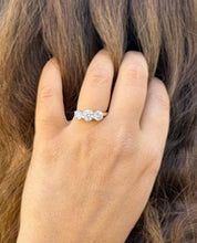 Load image into Gallery viewer, Round Cut Engagement Ring Three Stone Style IGI Certified Set In 14k Solid Yellow Gold Wedding Ring Prong Set Bridal Ring Prong Set 2.00ctw