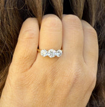 Load image into Gallery viewer, GIA Certified Natural Round Cut Engagement Ring Three Stone Set In 14k Solid Yellow Gold Wedding Ring Prong Set Bridal Ring Prong Set 2.00ct