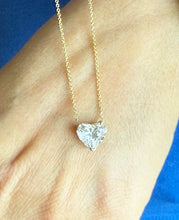Load image into Gallery viewer, Heart Shape IGI Certified Diamond Pendant And Chain Solitaire Minimalist Dainty Prong Set 14k Solid Yellow Gold Necklace And Chain Gift 3.00