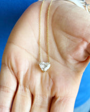 Load image into Gallery viewer, Heart Shape IGI Certified Diamond Pendant And Chain Solitaire Minimalist Dainty Prong Set 14k Solid Yellow Gold Necklace And Chain Gift 3.00