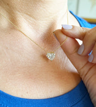 Load image into Gallery viewer, Heart Shape IGI Certified Diamond Pendant And Chain Solitaire Minimalist Dainty Prong Set 14k Solid Yellow Gold Necklace And Chain Gift 3.00