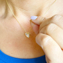 Load image into Gallery viewer, Heart Shape IGI Certified Diamond Pendant And Chain Solitaire Minimalist Dainty Prong Set 14k Solid Yellow Gold Necklace And Chain Gift 3.00