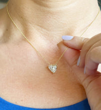 Load image into Gallery viewer, Heart Shape IGI Certified Diamond Pendant And Chain Solitaire Minimalist Dainty Prong Set 14k Solid Yellow Gold Necklace And Chain Gift 3.00