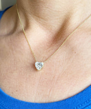 Load image into Gallery viewer, Heart Shape IGI Certified Diamond Pendant And Chain Solitaire Minimalist Dainty Prong Set 14k Solid Yellow Gold Necklace And Chain Gift 3.00