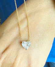 Load image into Gallery viewer, Heart Shape IGI Certified Diamond Pendant And Chain Solitaire Minimalist Dainty Prong Set 14k Solid Yellow Gold Necklace And Chain Gift 3.00