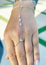 Load image into Gallery viewer, Finger Bracelet Moissanites Ring Bracelet Set In 14k Solid White Gold Hand Chain Bracelet Marquee Shape Links Chain Bracelet Gift 0.85ctw