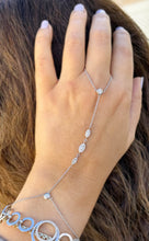 Load image into Gallery viewer, Finger Bracelet Moissanites Ring Bracelet Set In 14k Solid White Gold Hand Chain Bracelet Marquee Shape Links Chain Bracelet Gift 0.85ctw