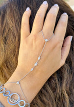 Load image into Gallery viewer, Finger Bracelet Moissanites Ring Bracelet Set In 14k Solid White Gold Hand Chain Bracelet Marquee Shape Links Chain Bracelet Gift 0.85ctw